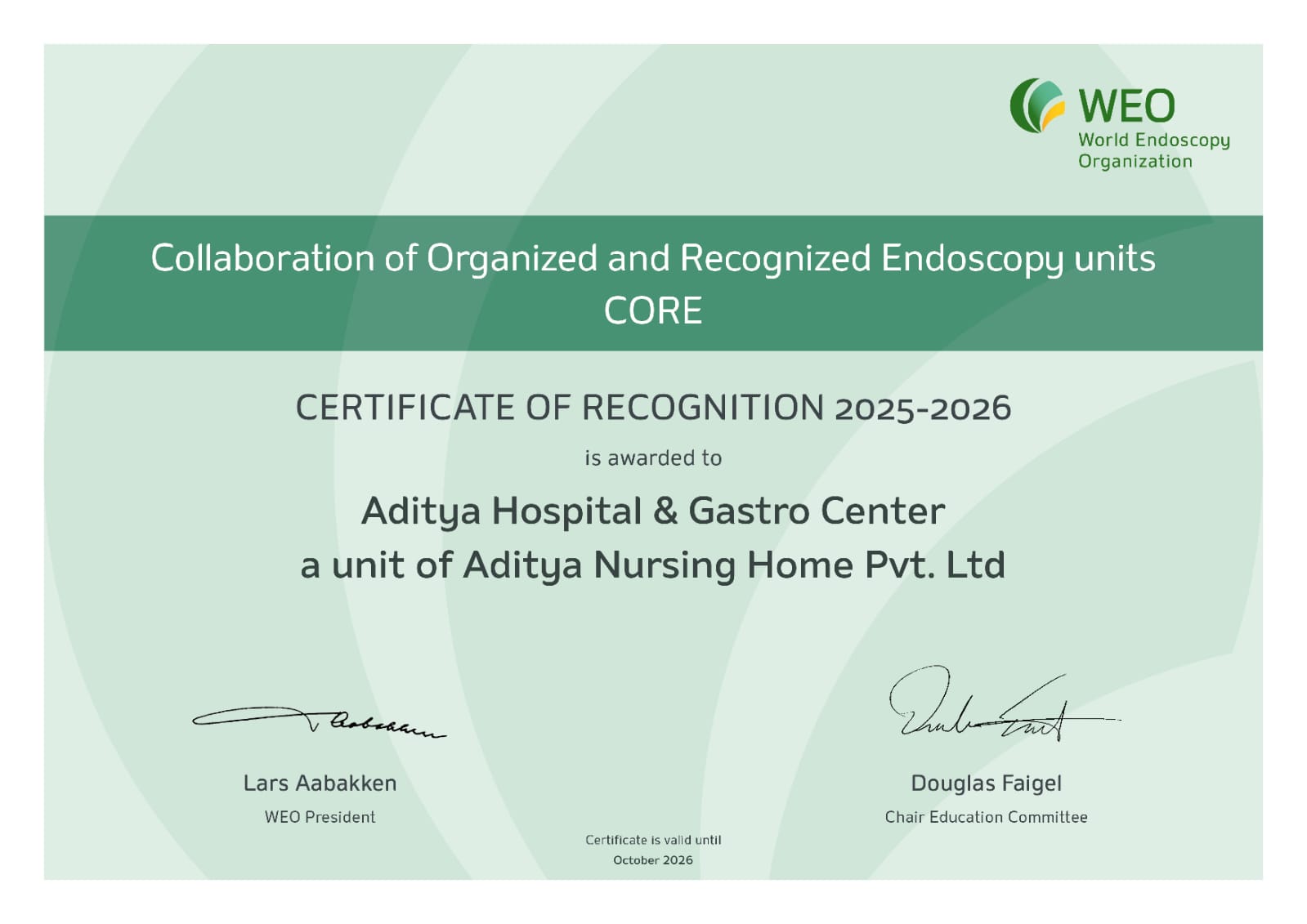 WEO Accreditation Certificate